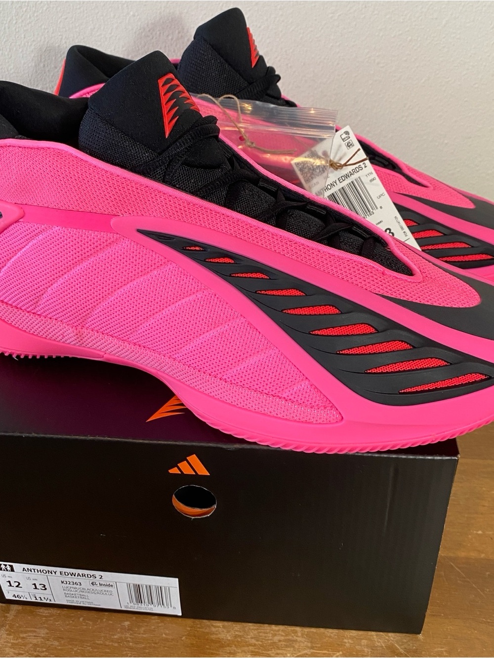 Adidas AE 2 Anthony Edward Basketball Shoe Pink Black $130 - Size 12